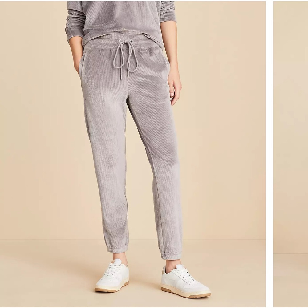 Lou & Grey Ribbed Velour Joggers size XXL Gray Loungewear Athleisure NWT Cozy
